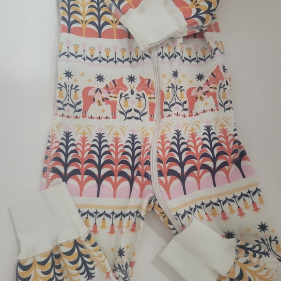 Hanna Andersson Baby Girl Scandinavian Dala Horse Print Sz 12-18M One Piece - Picture 3 of 5